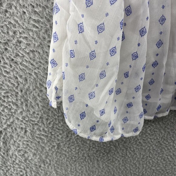 Old Navy Women’s Tops 4X Plus White Blue Sheer Plus Ruched Waist Blouse NEW - Picture 11 of 12